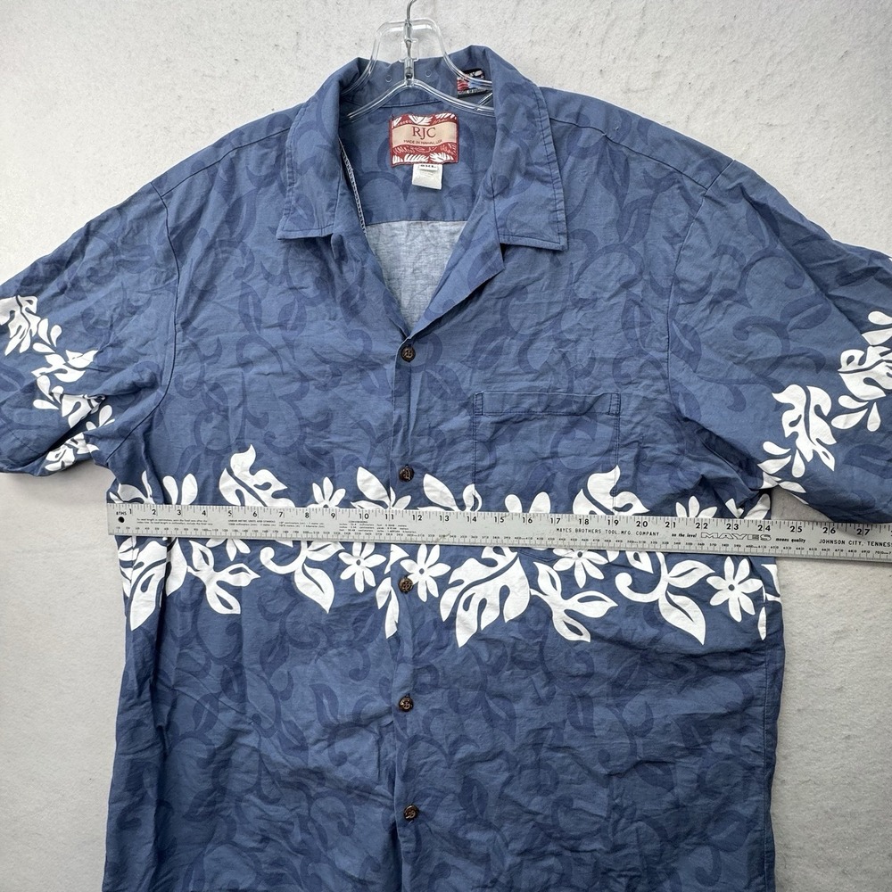 VINTAGE RJC Men Button Up Shirt 2XL Blue Classic Tropical Hawaiian Shirt USA - Picture 7 of 13